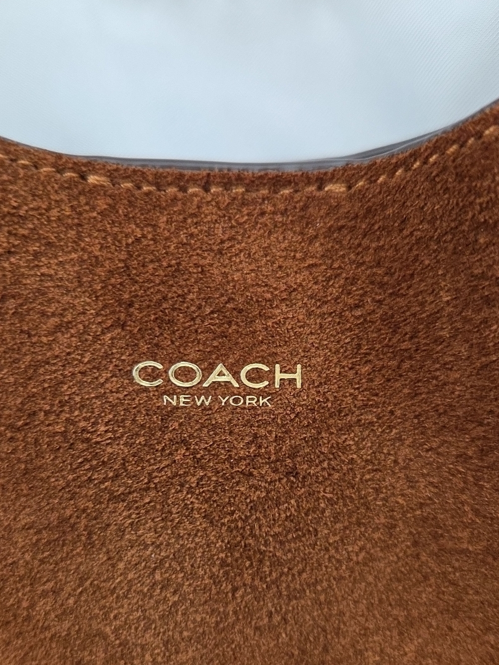 COACH BROOKLYN SHOULDER BAG 28 WARM BROWN SUEDE LEATHER HOBO MINIMALIST - Picture 9 of 16
